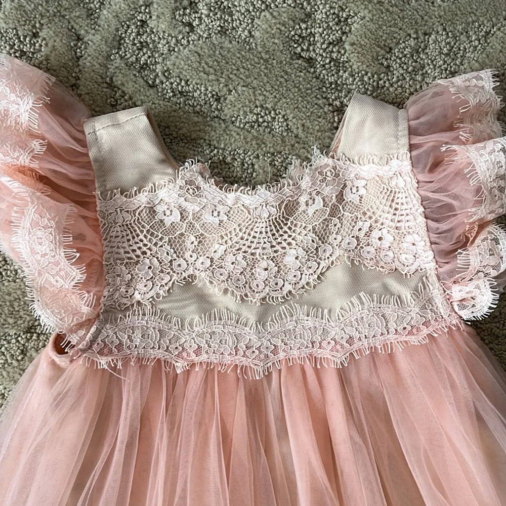 Trish Scully Child Peach Tulle Dress Size 5